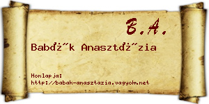 Babák Anasztázia névjegykártya